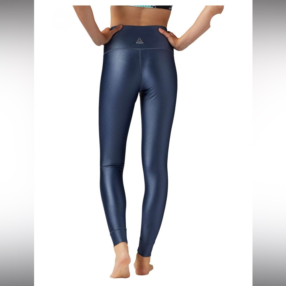 Reebok CrossFit Women’s Blue Metallic High Rise Leggings Small - Picture 3 of 9